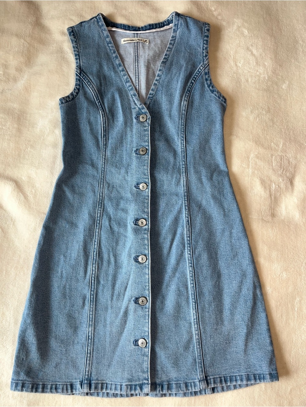 Abercrombie & Fitch Sleeveless Blue Denim Button-Front Dress Cotton Fall Sz SP